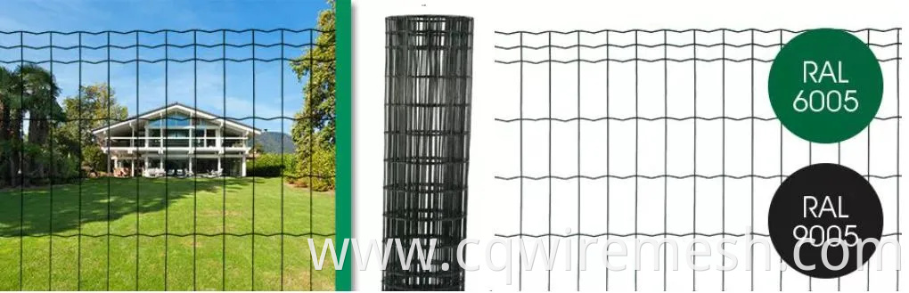 PVC Coated Galvanized Welded Mesh Euro Fence Wire Roll 1.7/2.2mm 100X50mm Netting Gardening Courtyard Park Soft Green Grey Color